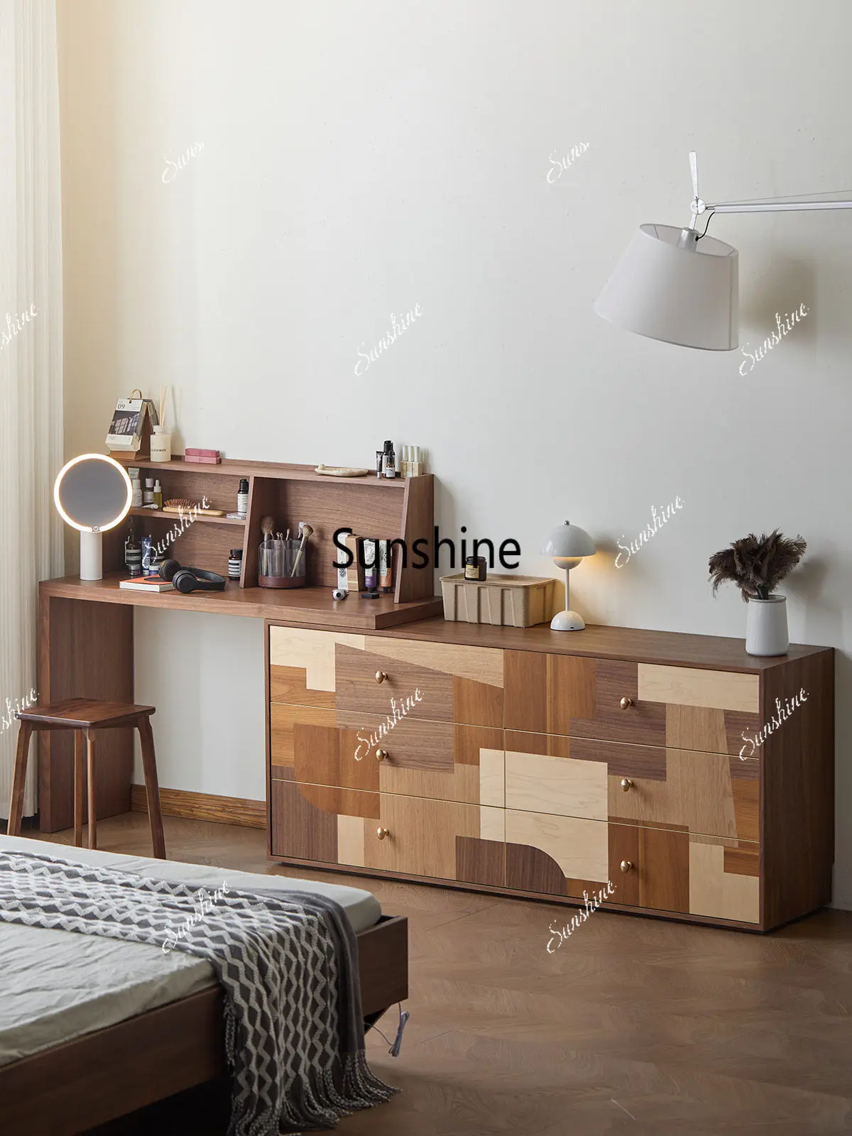 

Modern simple solid wood dresser, drawer storage, makeup table