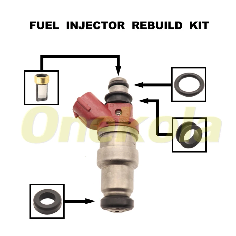 Fuel Injector Service Repair Kit Filters Orings Seals Grommets for 23250-74130 23209-74130 Toyota 4SFE Engine