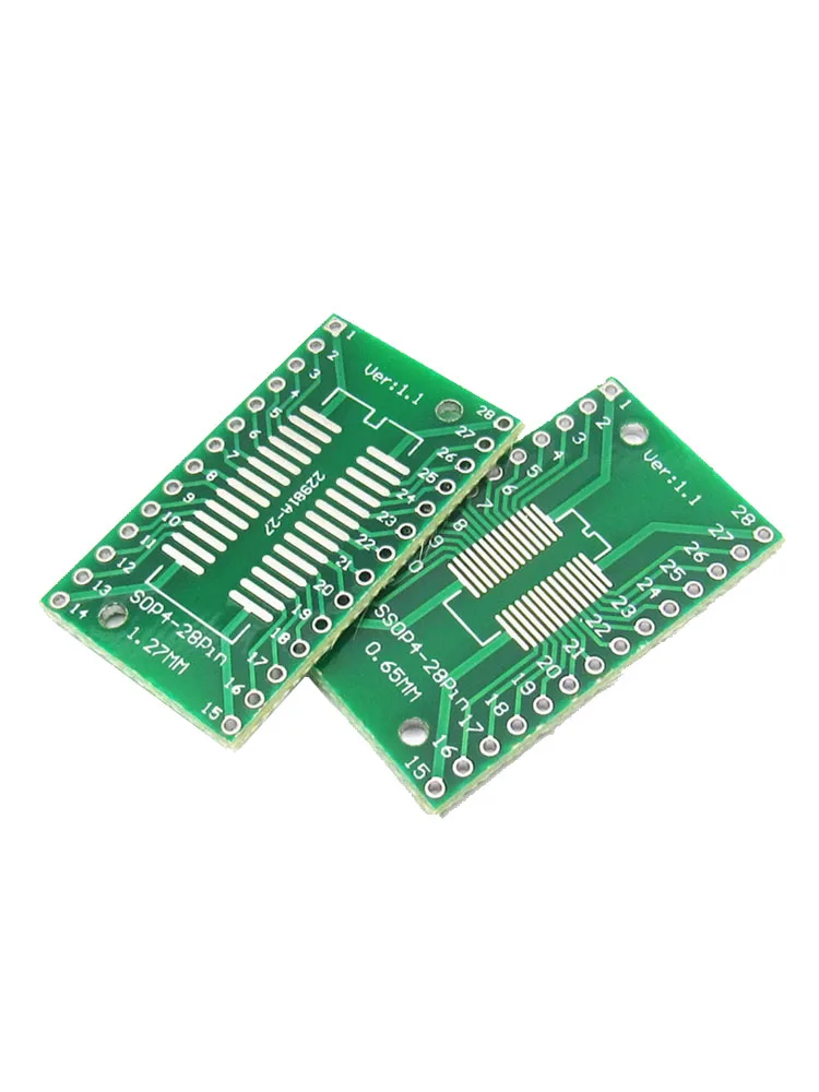 10PCS/LOT SO/SSOP/SOIC/MSOP TSSOP28 / SOP28 turn DIP28 1.27MM / 0.65MM turn 2.54MM IC adapter Socket / Adapter plate / PCB — zdjęcie 2