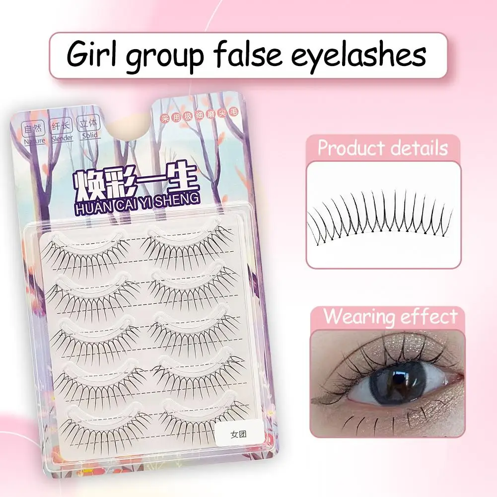 5 Pairs DIY Eyelash Korean Fairy Fake Lashes Natural Realistic Wispy Individual Manga False Eyelashes Girl Group Makeup