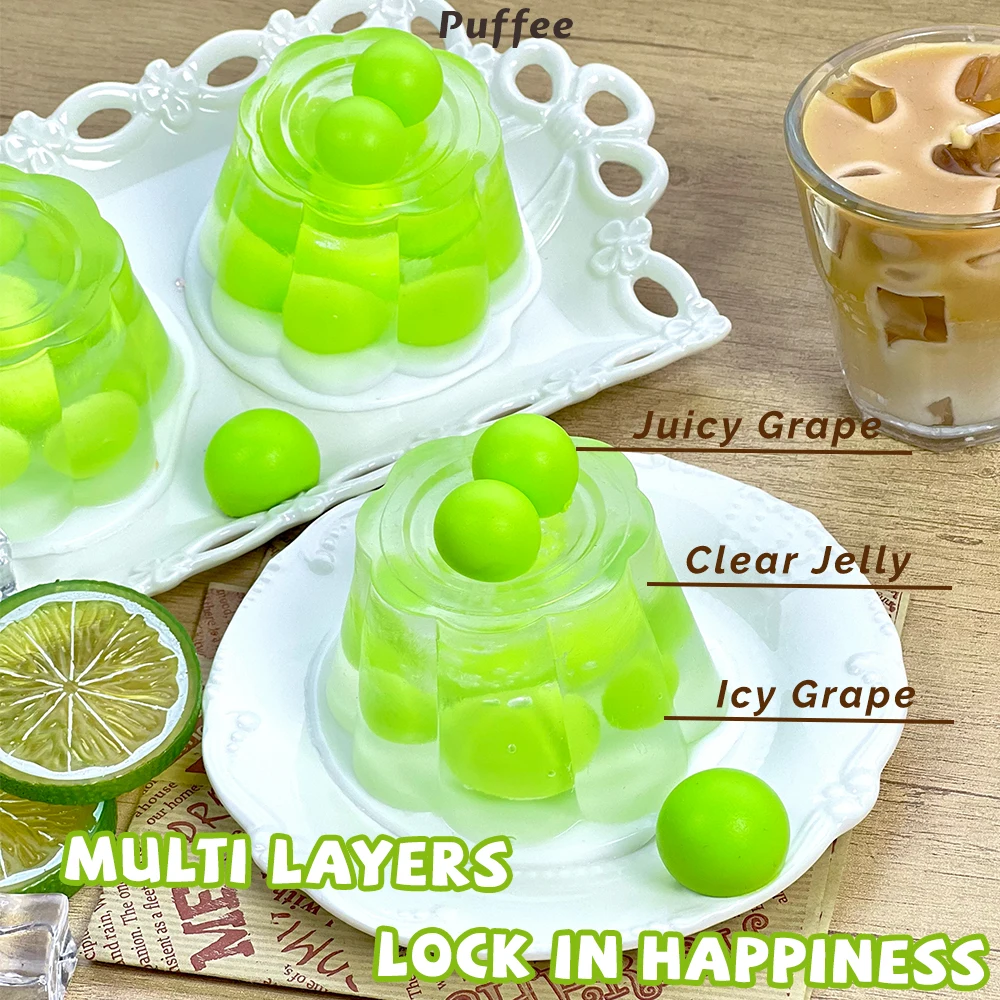 لعبة إسفنجية من السيليكون للطعام من بودنغ العنب، لعبة إسفنجية مصنوعة يدويًا، لعبة ضغط بطيئة الارتداد، جيلي شفاف #2