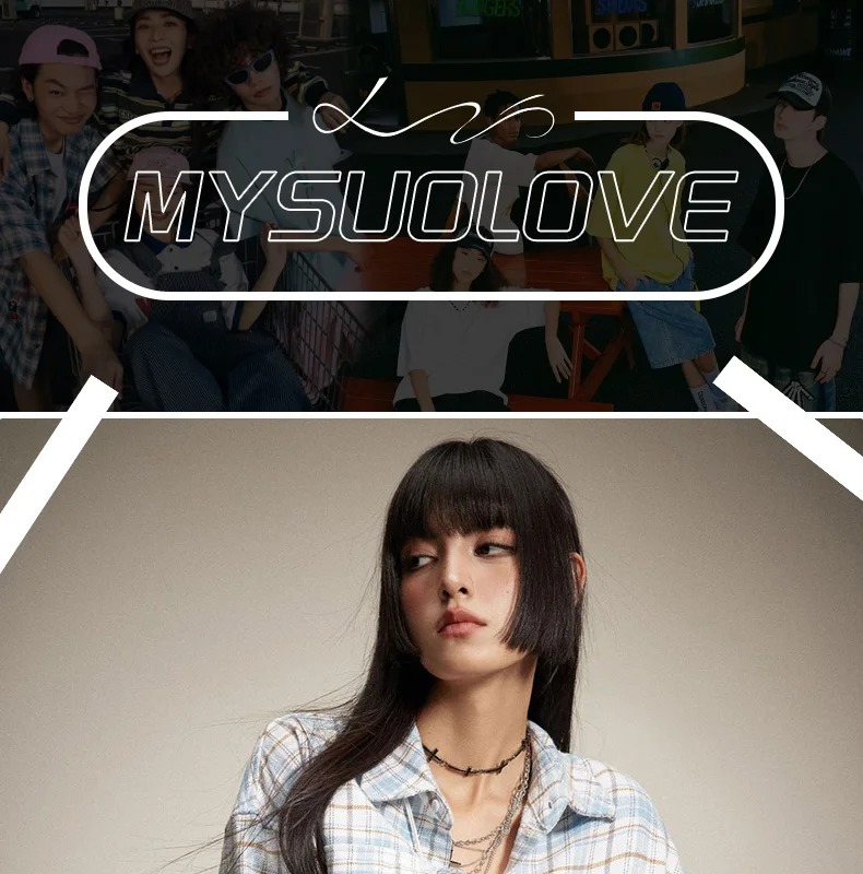 

MYSUOLOVE All season white plaid shirt fashion for men and women