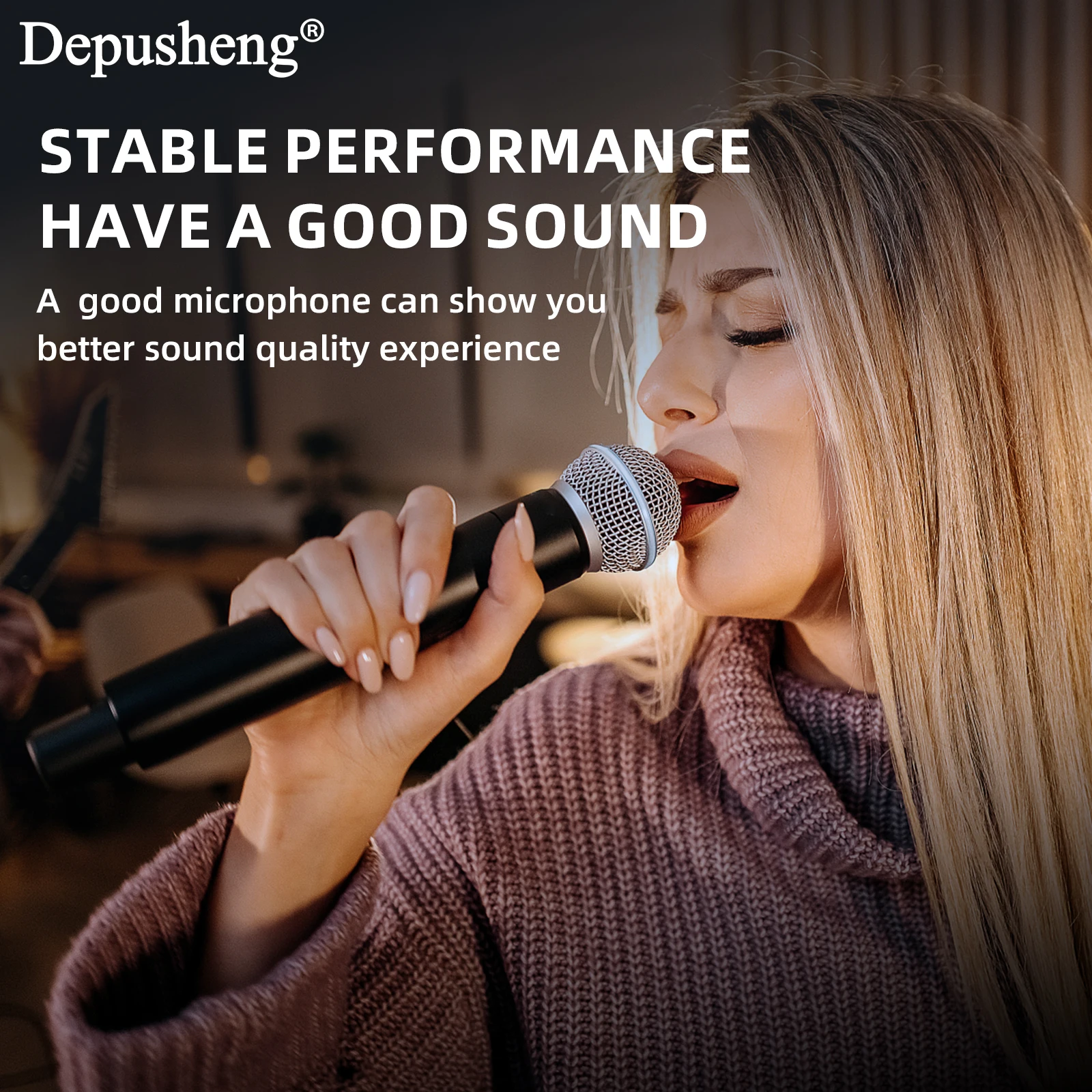 Depusheng DX4 4-Kanal Drahtloses Mikrofonsystem mit Profi-Audioqualität, inklusive Anti-Rutsch-Ringen und 6,35-mm-Audiokabel. – Detail 2