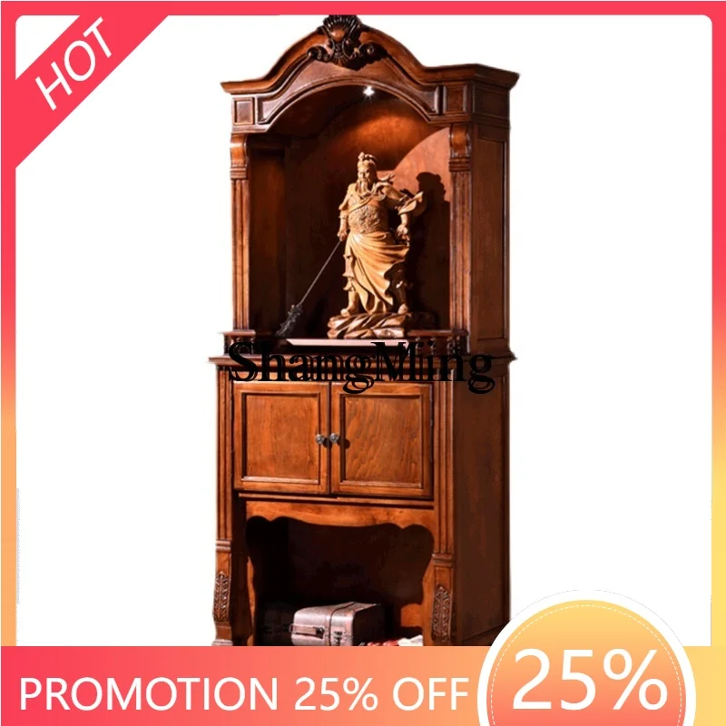 

ZYY Solid Wood Shrine God Wealth Buddha Cabinet Guanyin Bodhisattva Shrine Guan Gong Shrine Tablet Offering Table