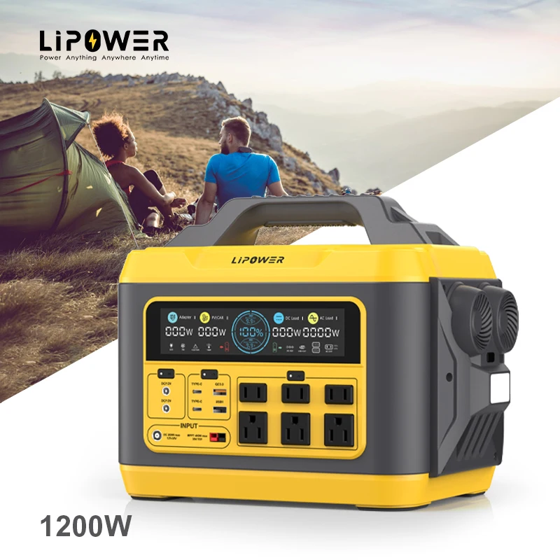 

Lipower 1200W 2200w 3000w Portable Power Station Lifepo4 Battery Pure Sine Wave Power Supply Solar Generator