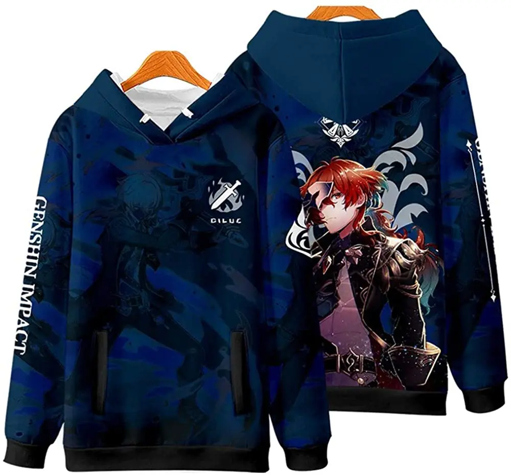 Hoodie Genshin Impact para adultos e crianças, manga comprida, outwear 3D, Harajuku Streetwear, roupas vintage, unissex, plus size