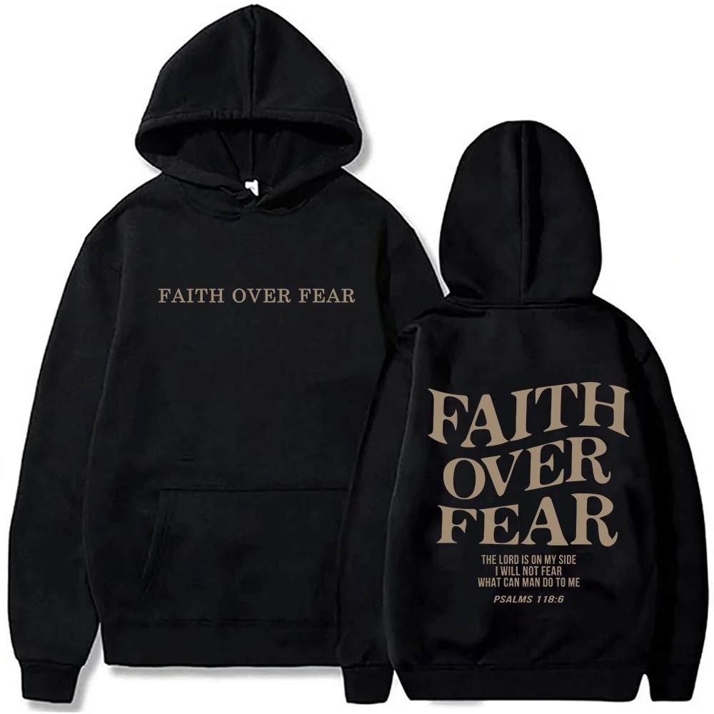 Faith Over Fear Christian Hoodie Christian Sweatshirt Jesus Hoodie Trendy Hoodie Bible Verse Unisex Aesthetic Clothes