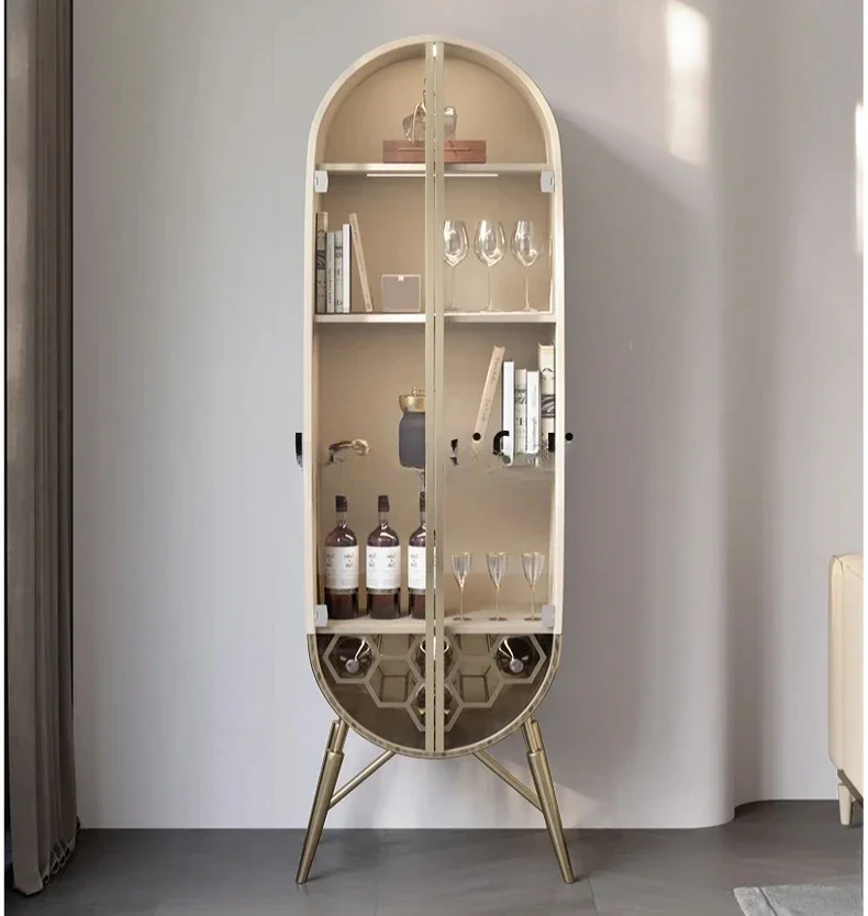 

Light luxury corner cabinet Post-modern simple bar glass display cabinet with light