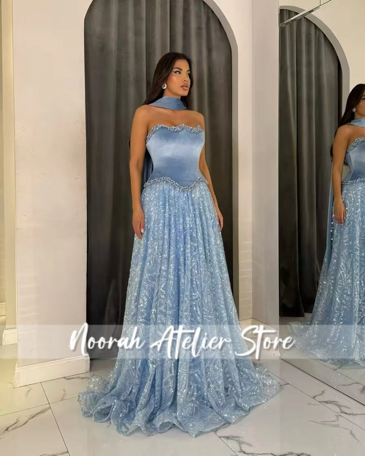 Glossiness สีม่วง Strapless ดูไบผ้าพันคอชุดราตรี 2025 ชุดแต่งงาน Aline พรหมชุด FBساتة ชุดอย่างเป็นทางการที่กําหนดเอง