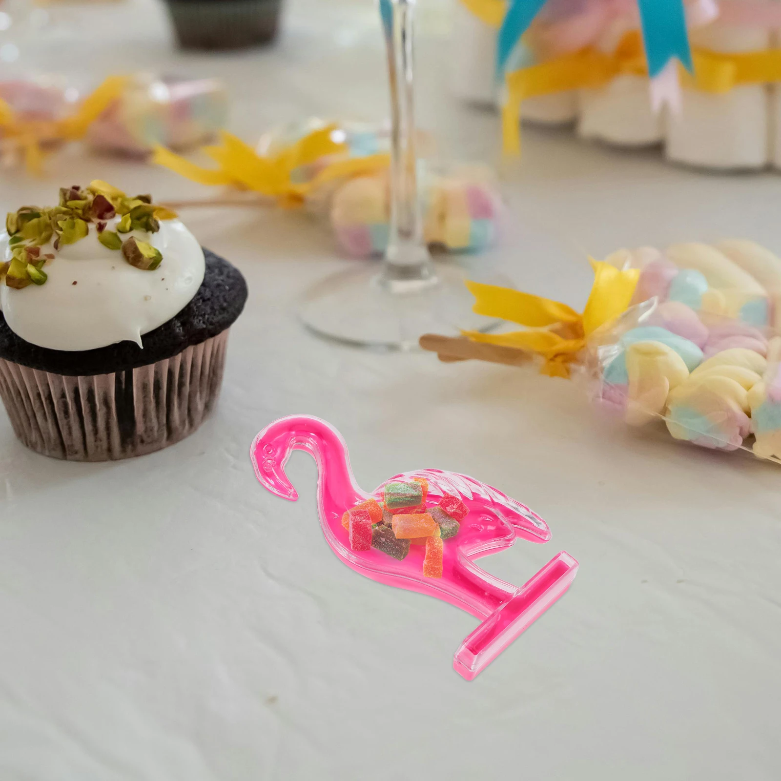 

12Pcs Creative Snack Packaging Box Clear Plastic Flamingo Design with Lid Visibility Fresh Keeping Container for Candies