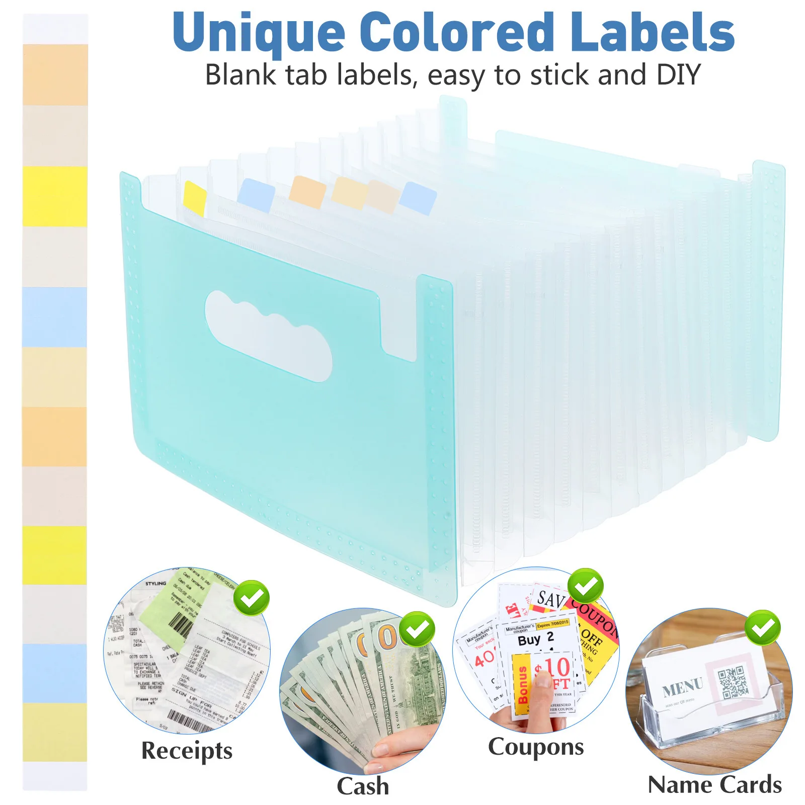 Cartella di file Materiale Pp Organizzatore per fisarmonica Porta coupon per ricevute multifunzione per riporre la casa, l'ufficio, la scuola