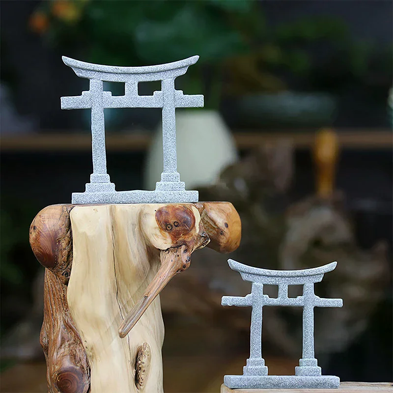 Décoration d'aquarium japonaise /PFU/Gate, Ornement miniature, Sanctuaire de jardin, Paysage Shinto, Micro-décoration en grès, Simulation Torii