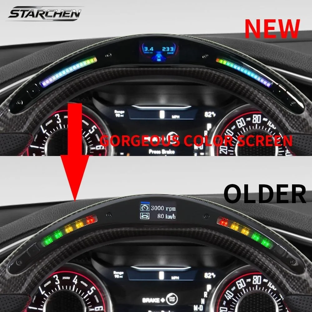 Real Carbon Fiber Smart Colored LED Steering Wheel for Dodge Charger Challenger Durango Srt Hellcat 2015-2026 (Heated)
