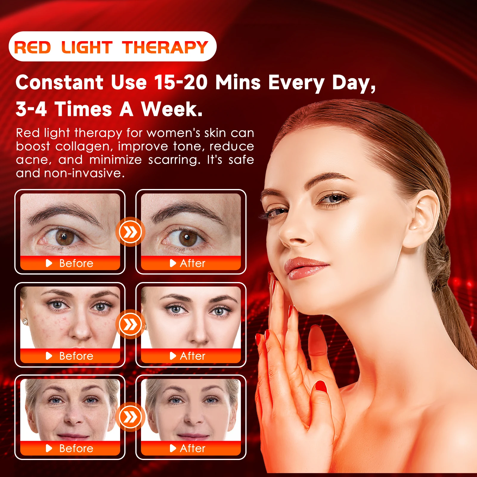 Astarexin 75 LEDs 80W Red Light Panel 660nm & 850nm Near Infrared Light, LED Therapy Light for Body, Back, Waist, Shoulder, Daily Wellness Use view 2