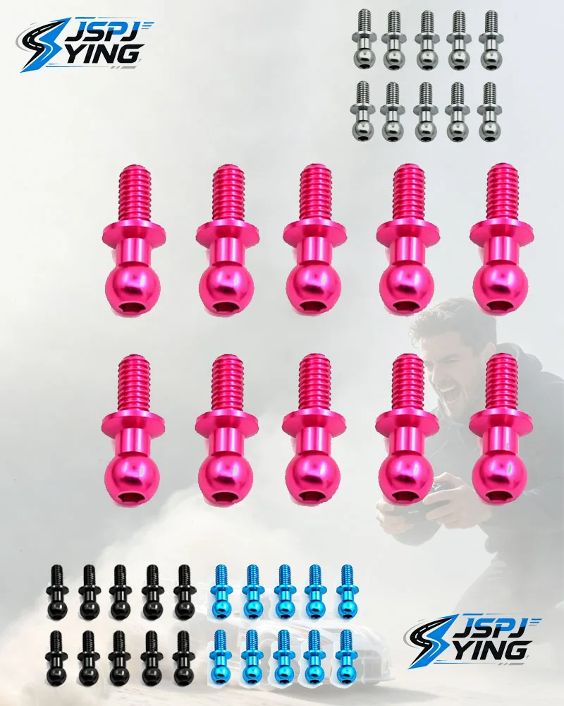 10Pcs M3 Metal Hex Ball Head Screws Universal Upgrade Spare Parts Fit Tamiya TT01 TT02 Sakura D5 1/10 RC Drift Touring Car Mod A