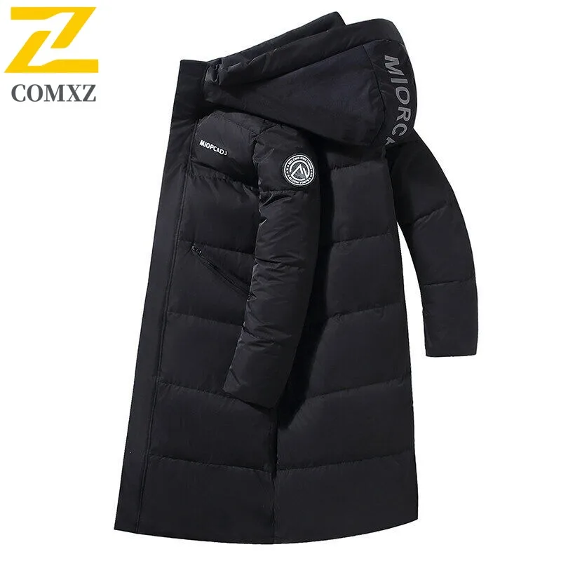 COMXZ Men Padding Coat Gradient Long Korean Fashion Ski Snow Warm Loose Travel Padded Jacket High Quality Street Winter Jackets