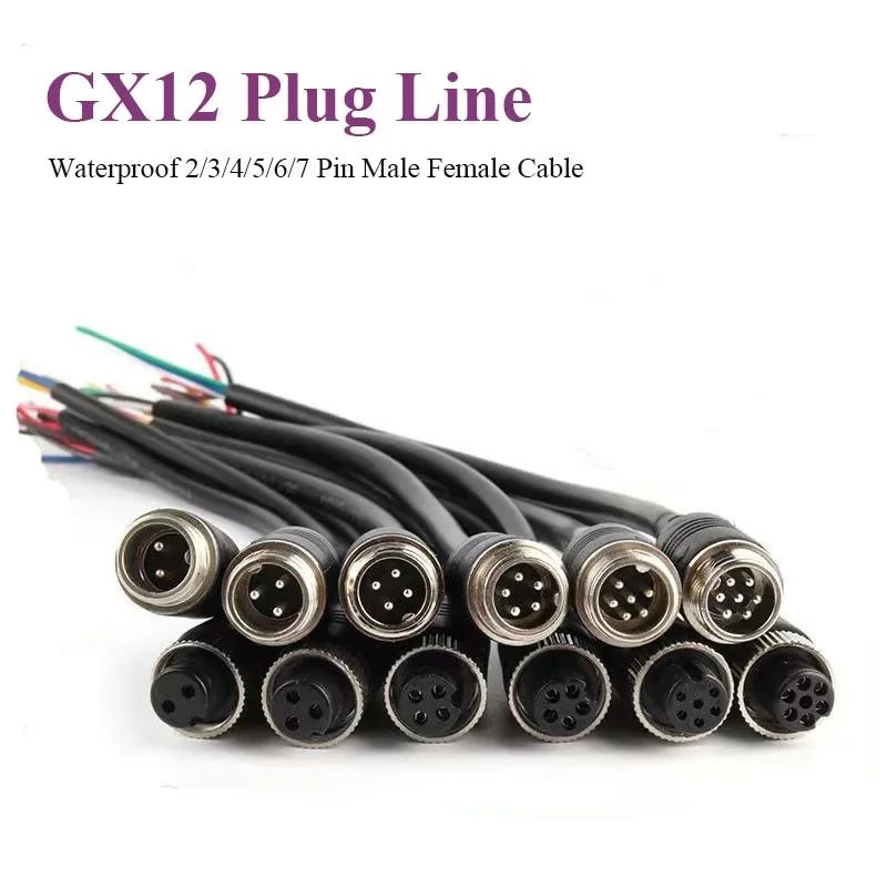 Waterproof GX12 Cable Connector IP67 2 3 4 Pin Male Female Extension Line Industrial Grade Outdoor GX12 Aviatioin Plug with Wire