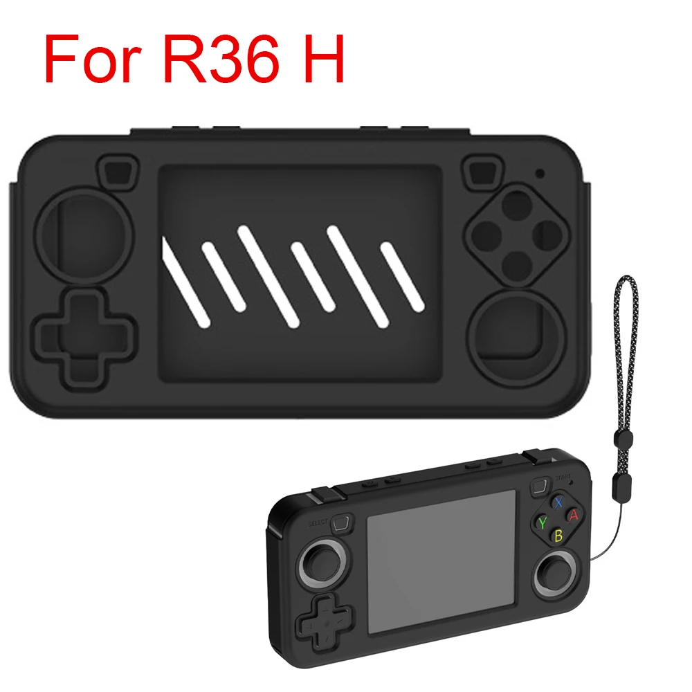 Capa protetora de silicone para anbernic r36h, capa macia lavável antiarranhões com cordão para console de jogos r36h