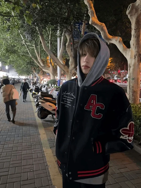 

Американский бейсбольный джат с вышивкой в стиле ретро для мужчин и женщин, весенне-осенняя уличная трендовая цветная верхняя одежда для пар