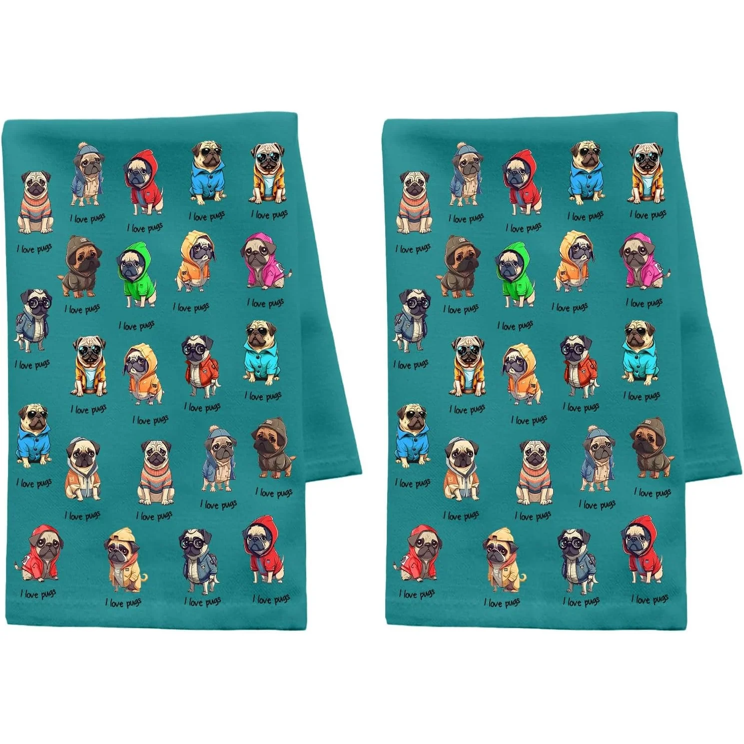 Ladies teddy bear gift, fun and cute dog design kitchen towel, housewarming bonsai tea towel, 2 packs.