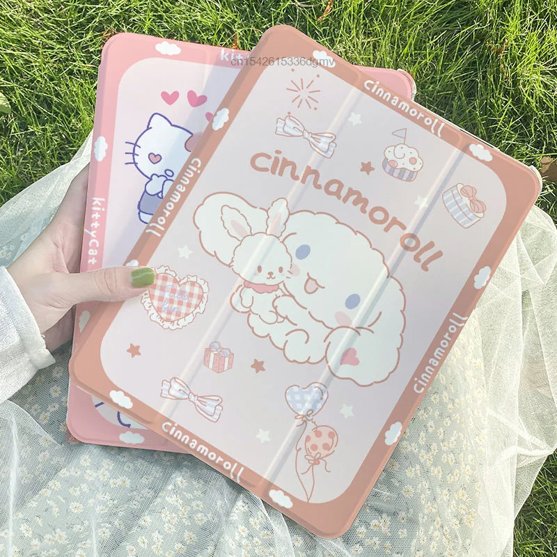 Sanrio Hello Kitty Cinnamoroll Ipad 2022 Air 5 4 3 New Model Three Fold 12.9 Inch ShockProof Case Tablet Ipad Mini 4 5 6 Covers