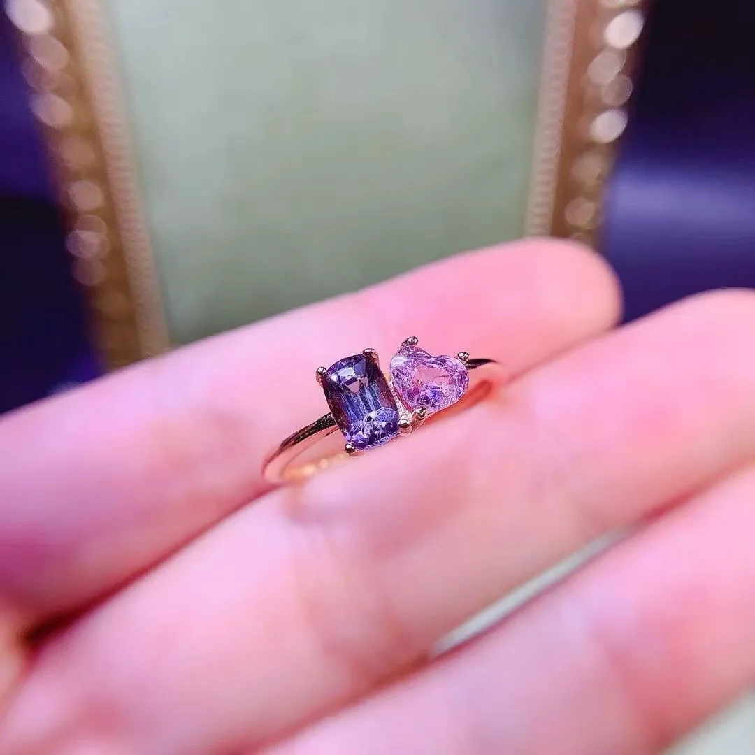 KJJEAXCMY High End Women's Ring Natural Spinel S925 Silver with Electroplating Boasting High Clarity Full Brilliance  Birthday