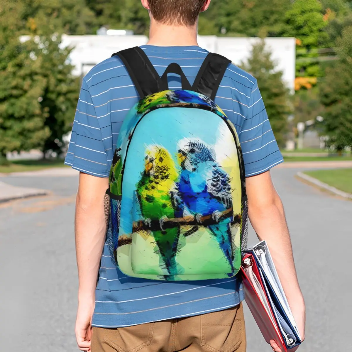 Two Parrot In Branch Watercolor Painting Backpack Student BookBag Kids School Bag Computer Shoulder Bags for Boys Girls