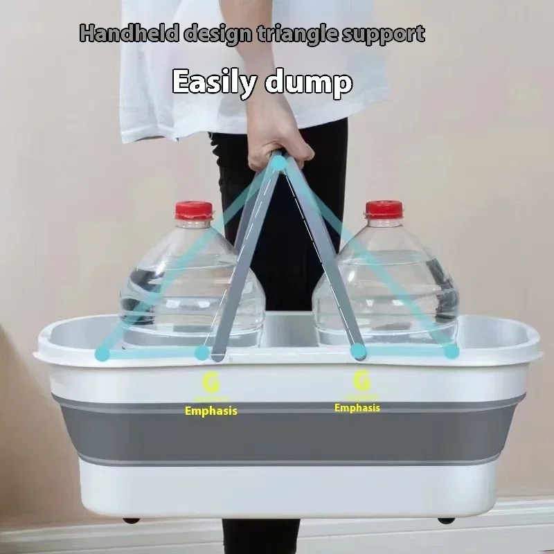 Portable Folding Bucket Collapsible Bucket Car Wash Basin Silicone Washing Bucket Camping Home Foldable Cleaning Mop Bucket