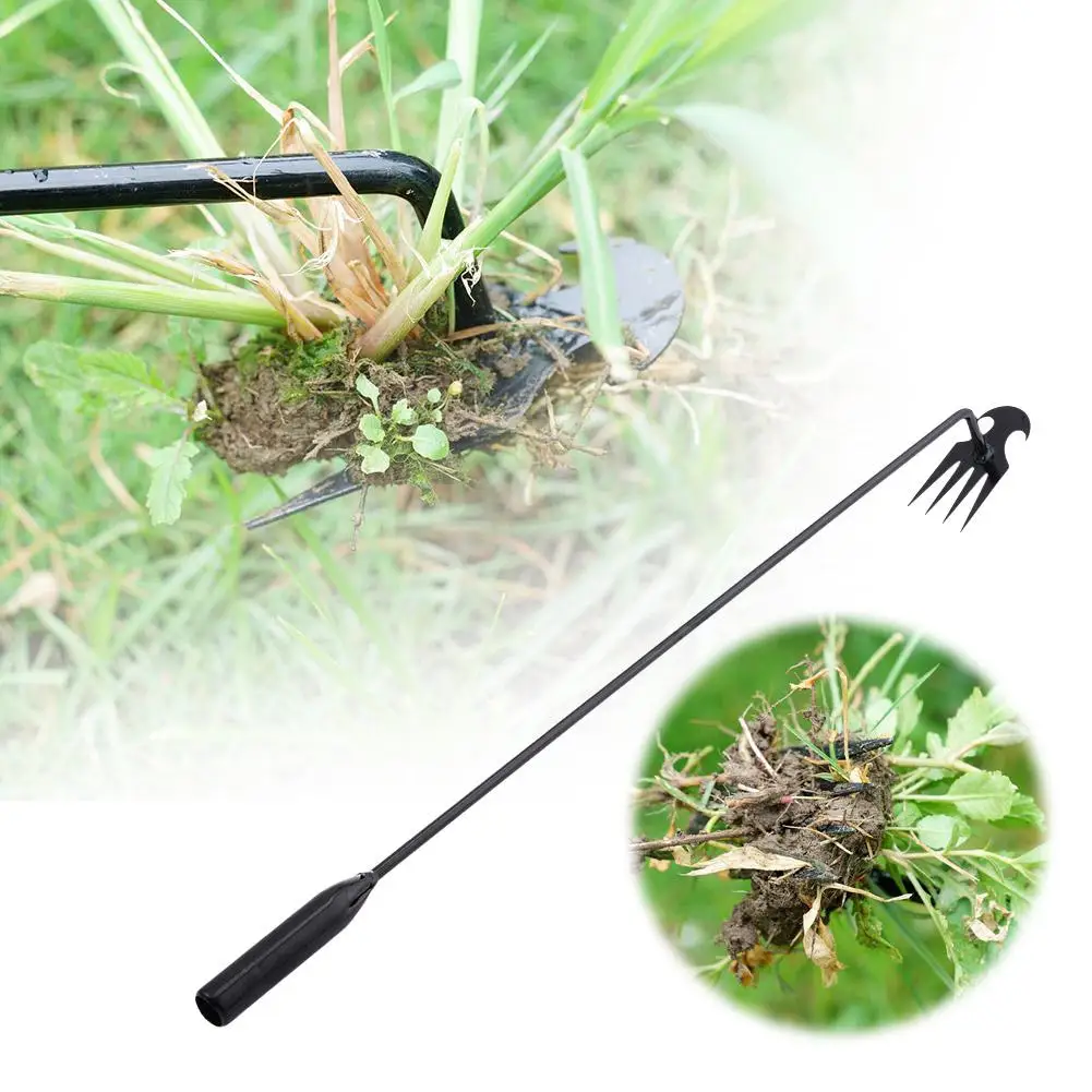 Artifact Uprooting Weeding Tool, 24 Inch Black Long Manganese 4 Pulling Teeth Tools Weed Tool, Steel Handle Rust-proof Weed X0X4