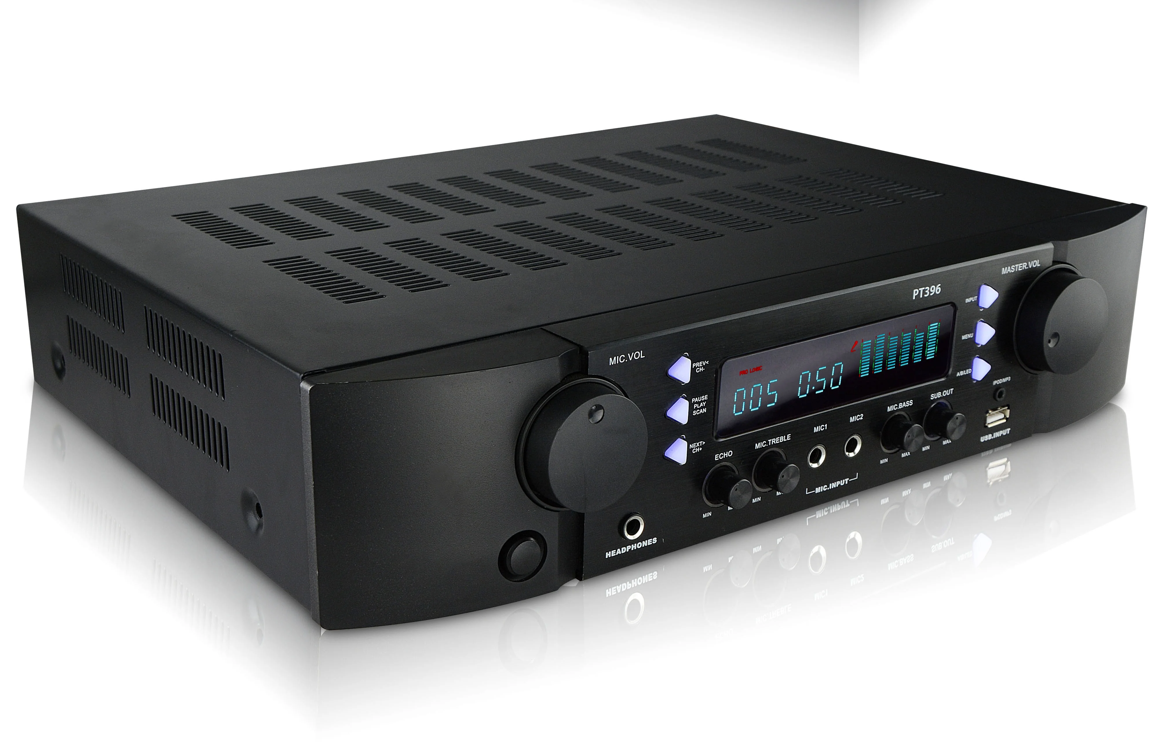 Stereo home theater amplifier receiver with USB/MP3/AM/FM TUNER/BT input and SUB signal output function