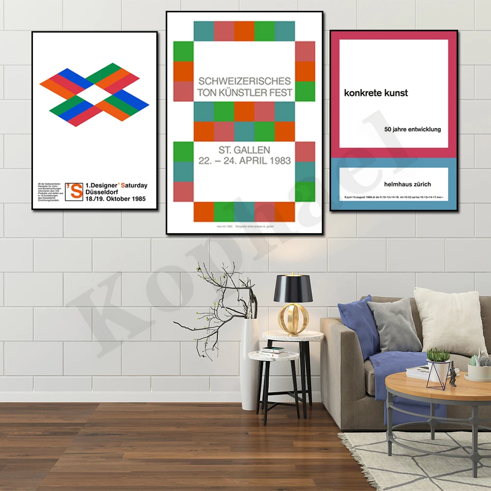 Max Bill 60's 80's Abstract Colorful Geometric Art Wall Decor Exhibition Poster