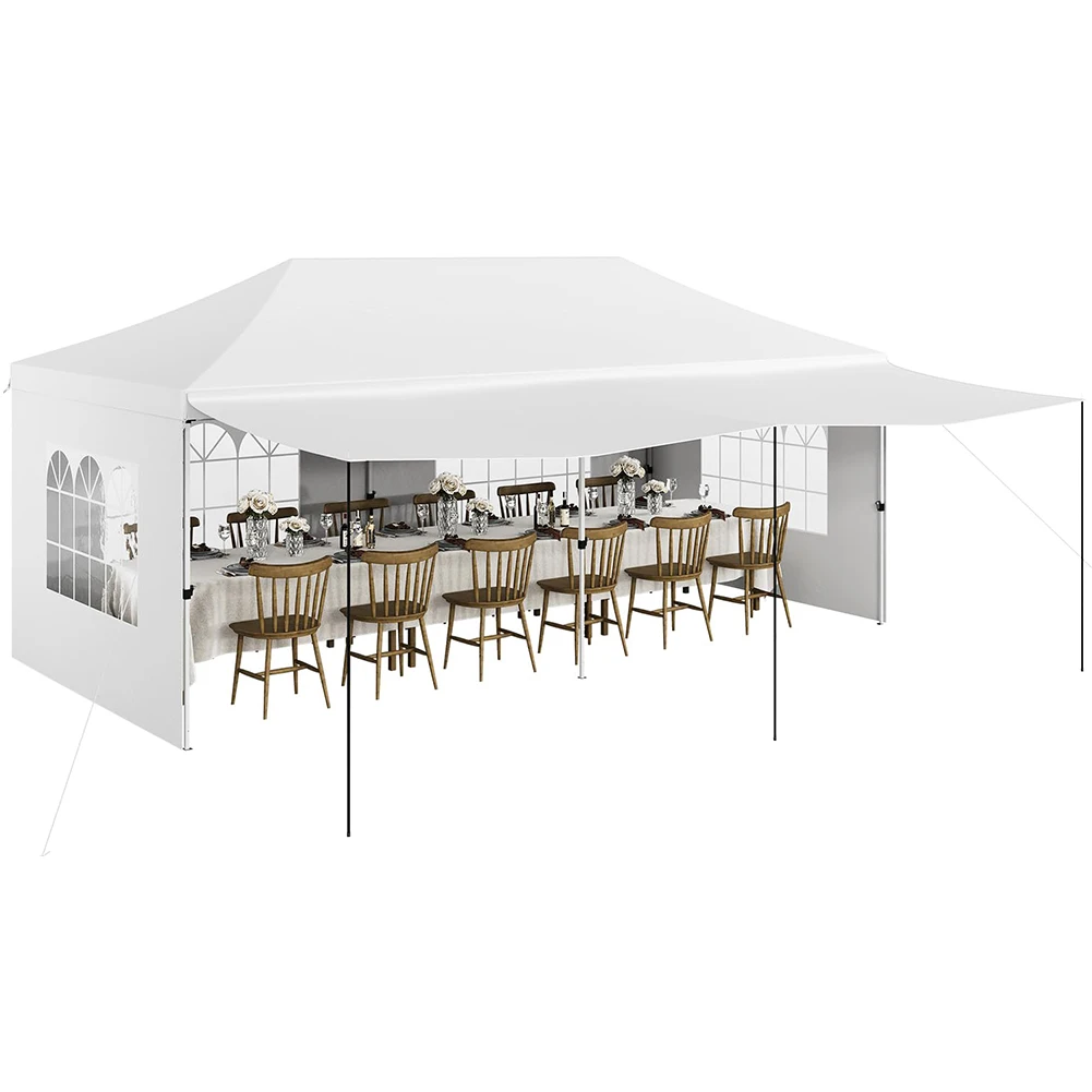 

10x20 Pop Up Canopy, for Parties with Roller Bag, 10x20 Tents with 6 Removable Sidewalls, Upgraded Thickened Legs, 6 Sand Bags,
