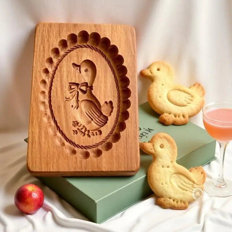Wooden Cookie Molds Cartoon Animal Designs Safe DIY Carved Biscuit Cutters for Parent-child Baking Interactive Games