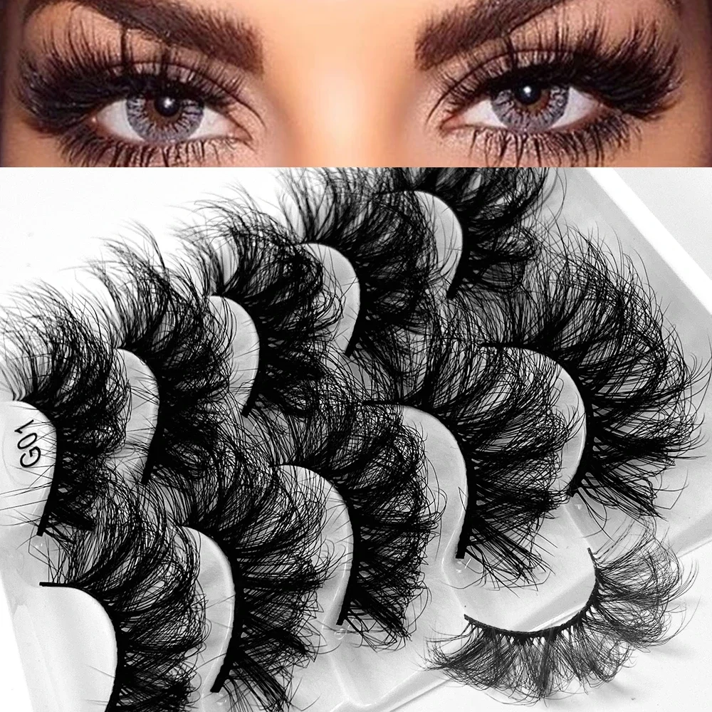 5 pairs Fluffy Lashes False Eyelashes Mink Lashes 6D Faux Mink Fake eyelashes Soft Full Thick Wispy Mink Eye Lashes Makeup