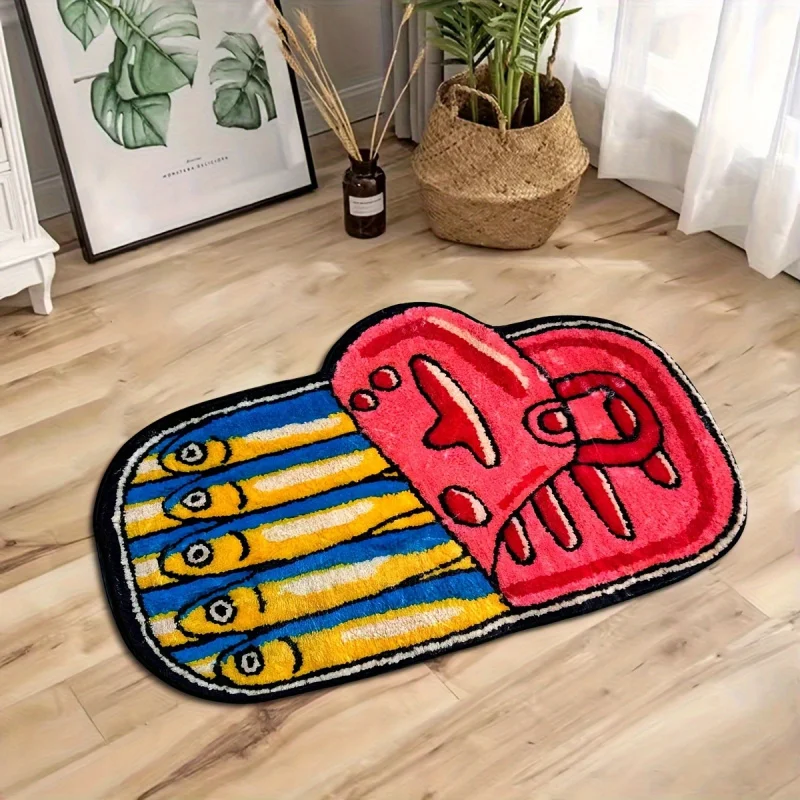 VIKAMA Sardine-Print Rug: Non-Slip and Easy to Clean—Perfect for Bedroom Entrances, Bedside, Bathrooms, and Home Decor