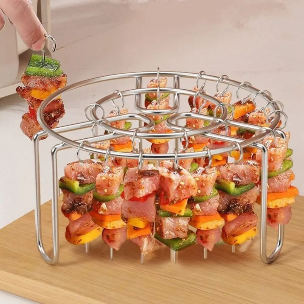 Stainless Steel Vertical Grill Rack Multifunctional String Grill Skewer Holder Vertical Barbecue Skewer Bracket