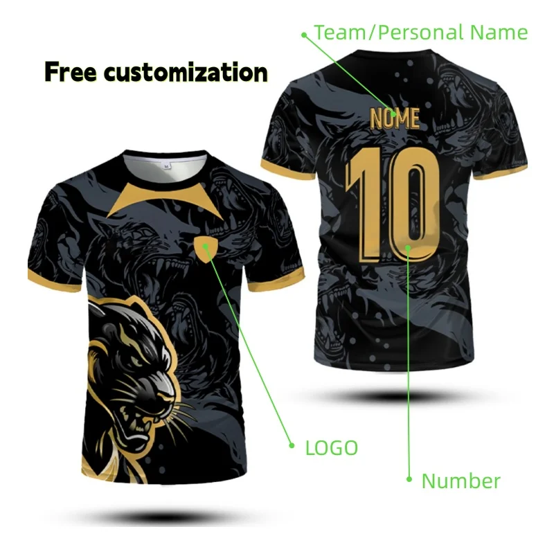 

2025 Summer New Men's Sports T-shirt Animal Graphic Tees Fashion Soccer Training Breathable Quick Drying Short Sleeve O-neck Top