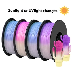 1.75mm White to Pink 3D Printer Filament PLA Change Color with Light 3D Printing Material White to Yellow blue 1Kg 250g 500g