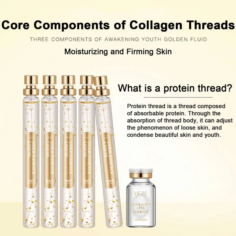 Протеиновая нить и золотая эссенция, растворимая протеиновая нить и золотая эссенция, сочетание коллагенов, сыворотки для антивозрастного укрепления