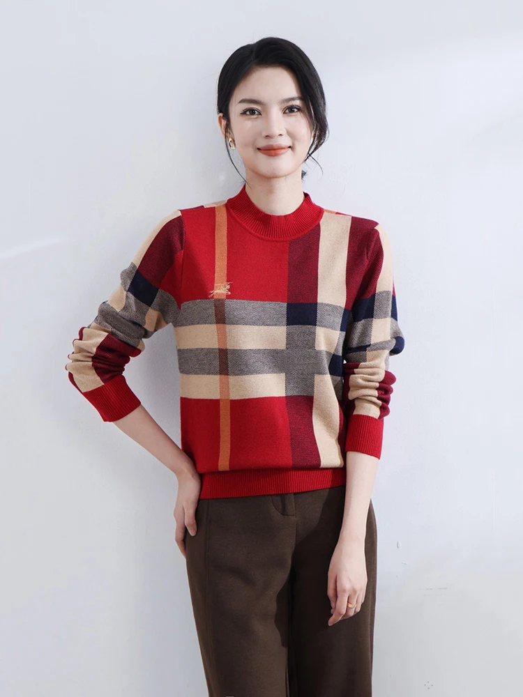 

Early Autumn Faionable Versatile Briti Sle Knitted Long Sve round Ne Base irt Women's Slim Fit Outerwear Top