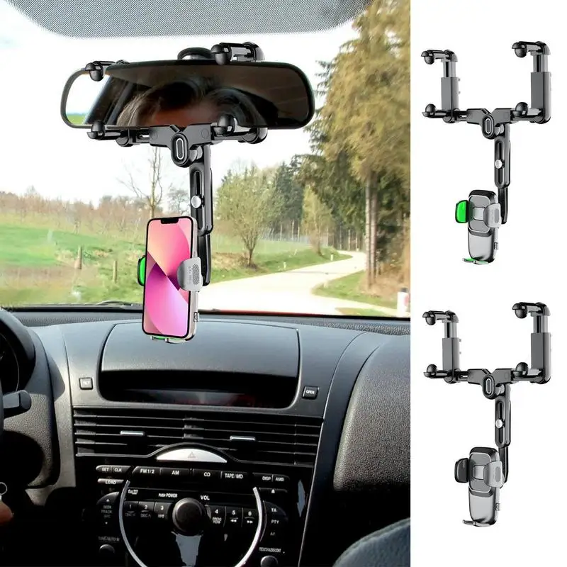 

Car Phone Holder 360 Degree Rotatable Retractable Rearview Mirror Universal Auto GPS Navigation Bracket Automobile Accessories