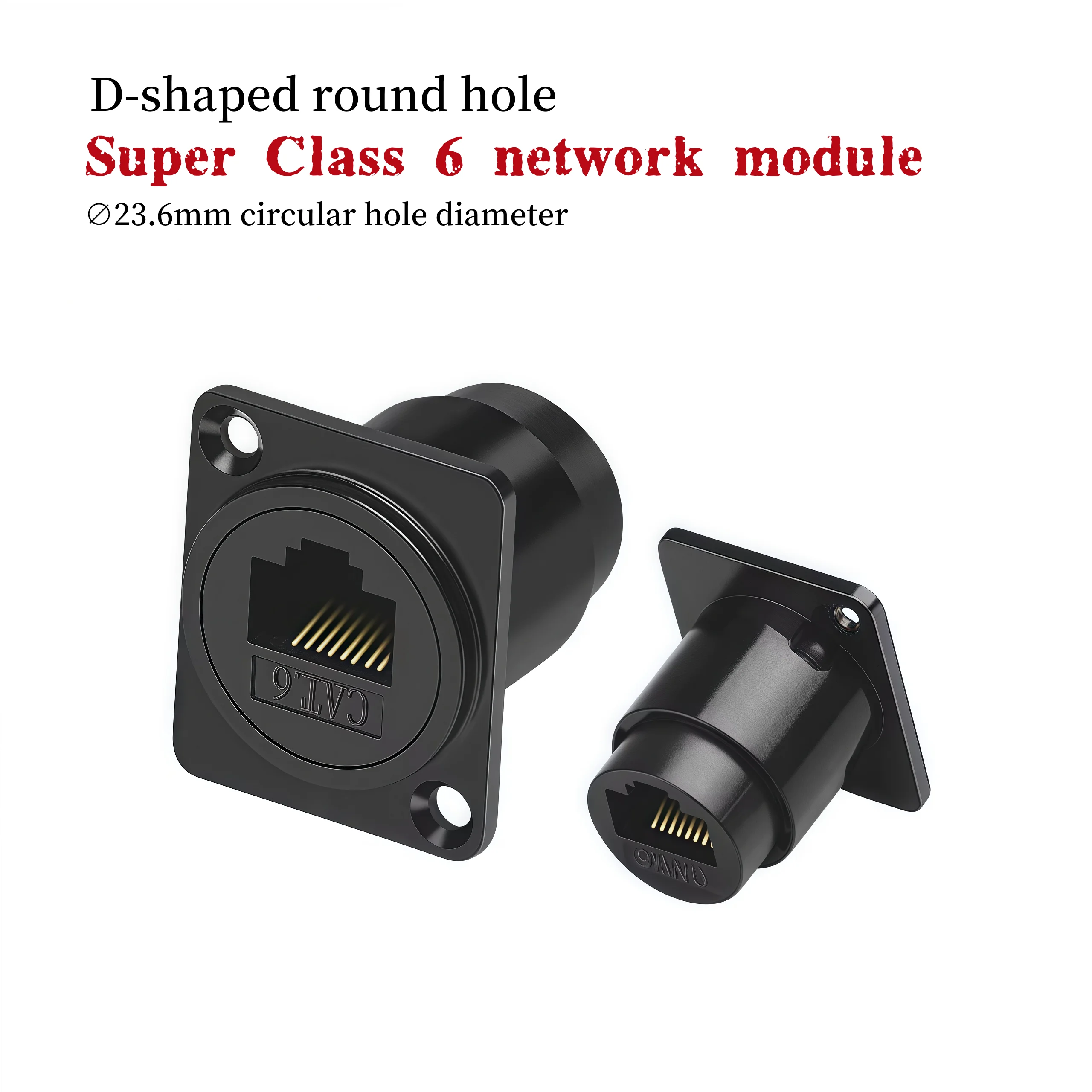 Type D Type 6 network RJ45 CAT6 pass through module Network cable port Data interconnect with a straight socket panel cabinet