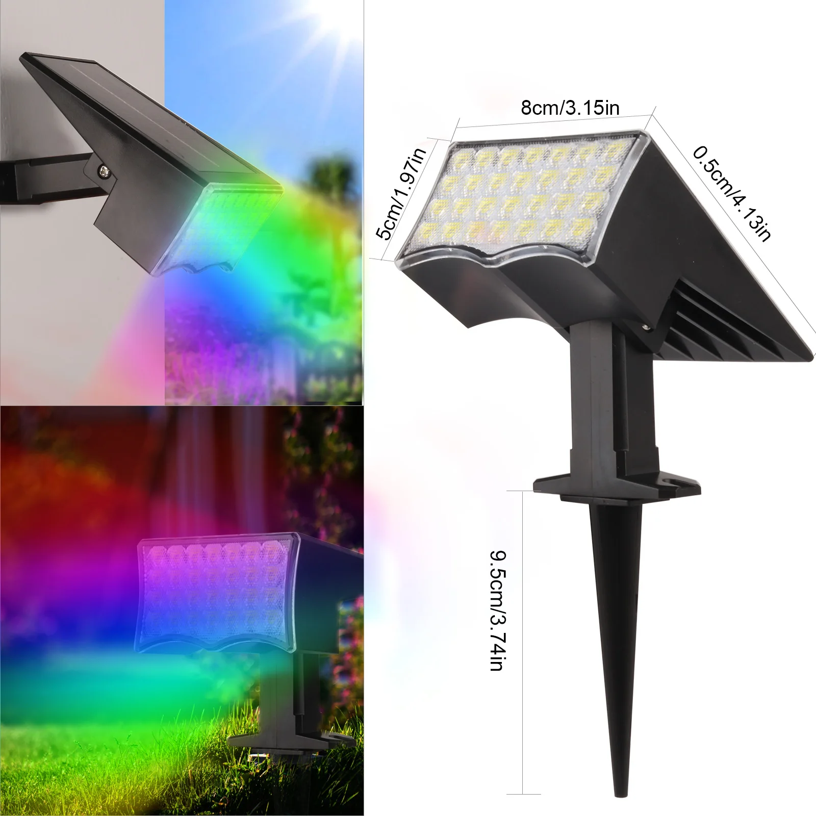 Solar Lawn Lights Ground Lamp Solar Landscape Spotlights RGB For Garden Yard Path Solar Powered Waterproof Outdoor Decoration