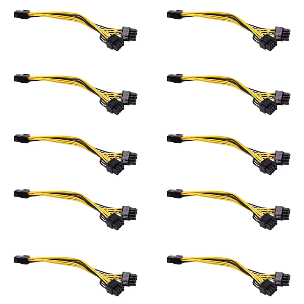 

10 Pcs 6-Pin Pci-E to 2Xpcie 8 (6+2)-Pin 20cm Computer Graphics Power Supply Extension Cable for GPU VGA Splitter Power