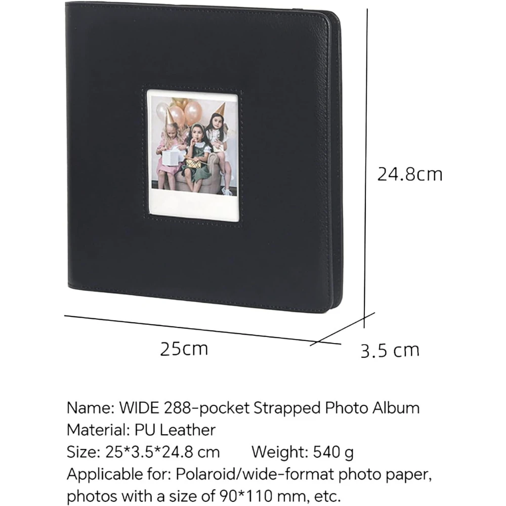 Photo Album 288 Pockets - Holds Polaroid i-Type 600 SX70 & Fujifilm Wide Photos (Up to 9x11cm) - PU Leather Cover