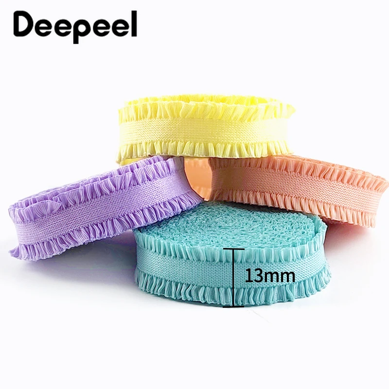 5-30Yards 13mm Colorful Ruffle Elastic Band Hairwear Belt Lace Rubber Bands Underwear Bra Strap Stretch Tape Sewing Accessories view 3