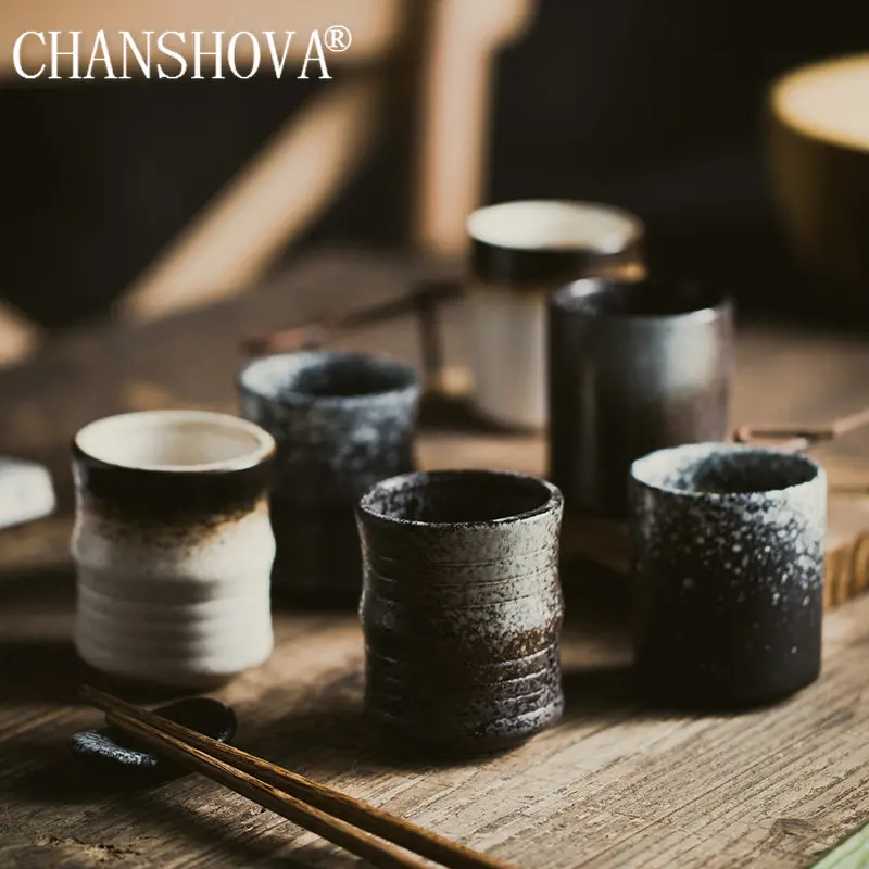 CHANSHOVA- Chinese Retro Style Ceramic Teacup, Handmade Color Glaze, China Coarse Pottery Mug, Coffee Cups, 150-180ml, T001