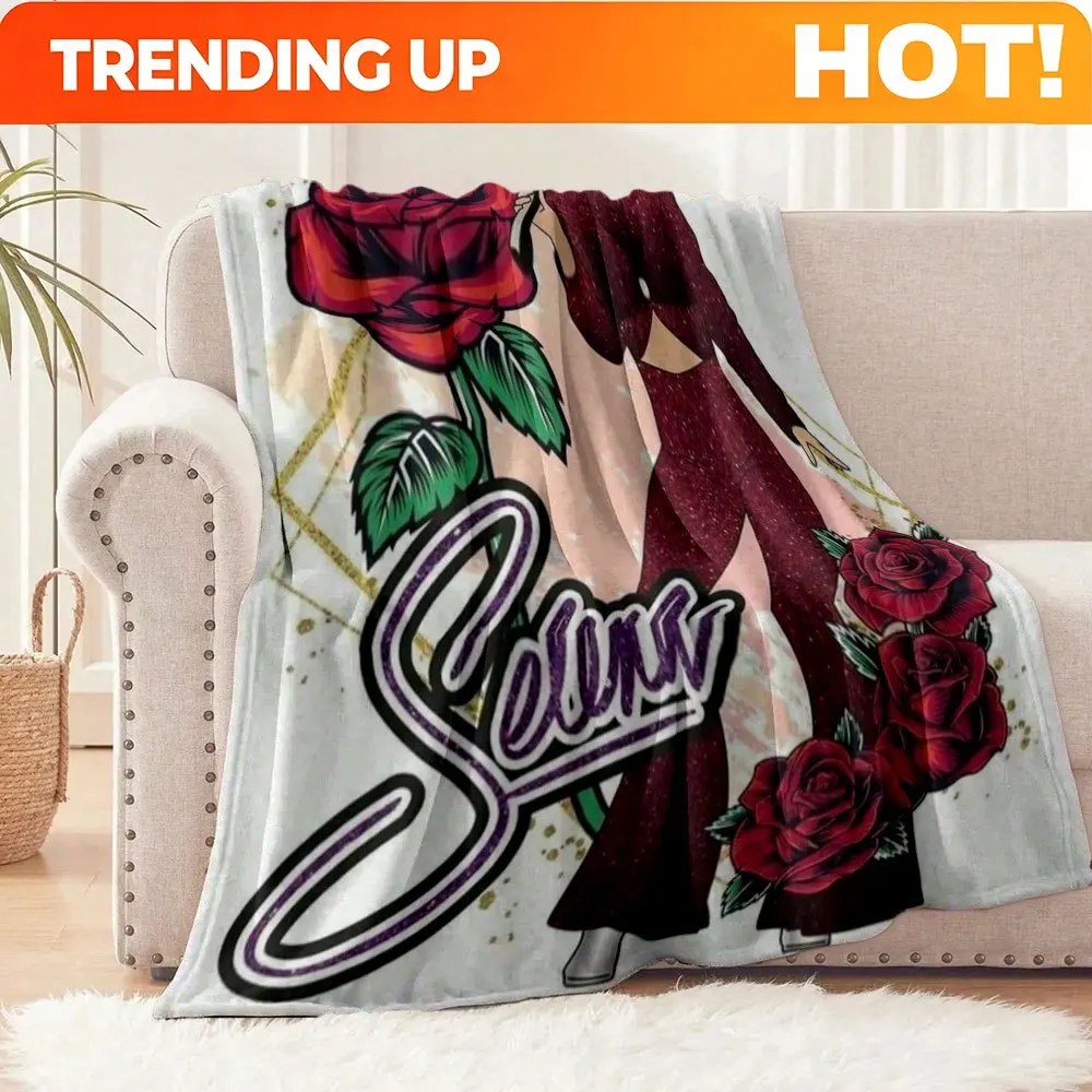 Customize Flannel Throw Blanket Nap Blanket with Singer Roses Print Cozy Soft Lightweight for Music Lovers Fans Family Friends P