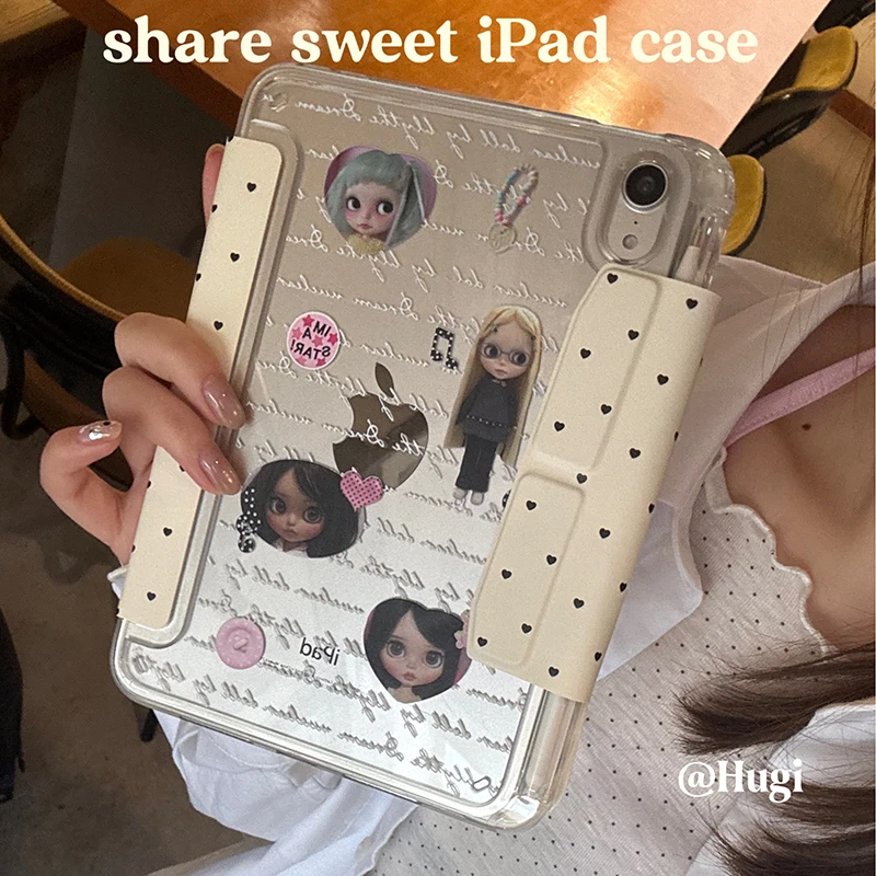 Kawaii Doll Polka Dots New Tablet Case For iPad Pro 11 12.9in 13 M4 M5 Case 9.7 10.2 5/6th 7/8/9 11th Mini Air 3 4 5 6 7 Cover