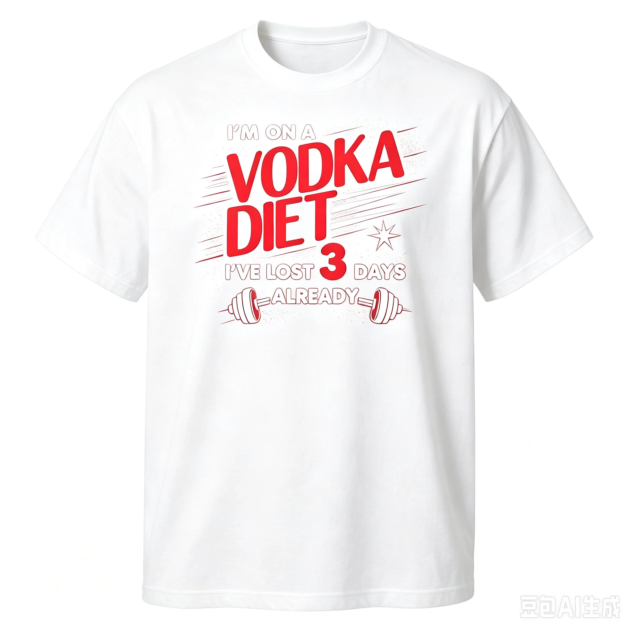 Unisex Humor Alcohol Fitness Graphic Tee Vodka Diet Short Sleeve Streetwear T Shirt